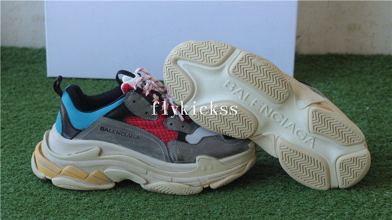 Balenciaga 2017 Fall Winter Washed Old Show Triple-S Grey Red Blue